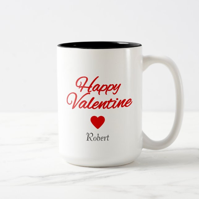 Personalized name Valentine's day  Två-Tonad Mugg (Höger)