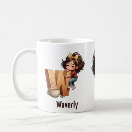 Personalized Name & W Sleepy Morning Plaid Charact Kaffemugg