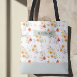 Personalized Name Watercolor Sunny Floral Pattern Tygkasse<br><div class="desc">Introducing our Personalized Name Watercolor Sunny Floral Pattern Tote Bag. Featuring watercolor illustration of bright color flowers pattern. Suitable as a gift for flower lover women.</div>