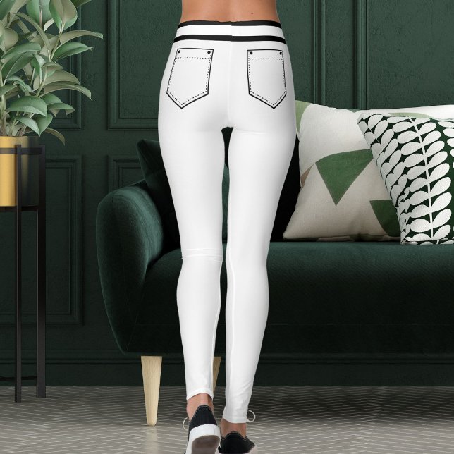 Personalized Name White And Black Stripes Fun Gift Leggings (Skapare uppladdad)