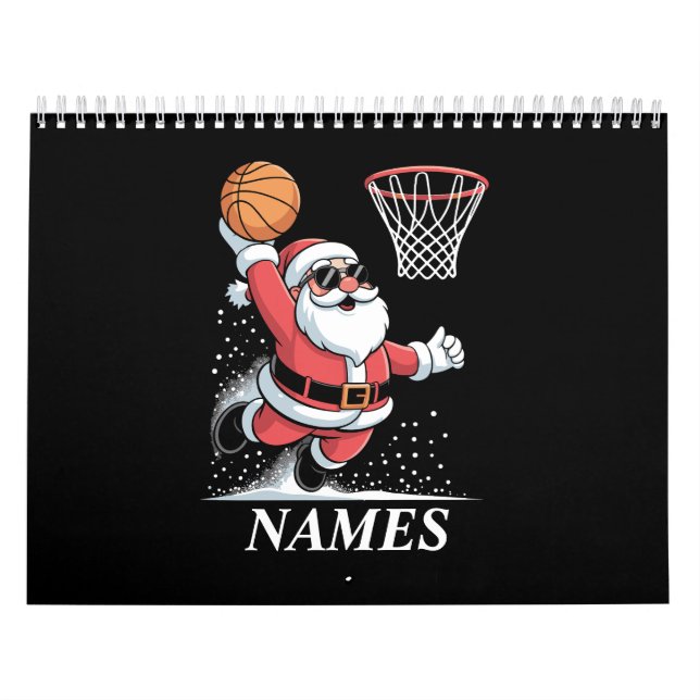 Personalized Name Xmas Santa Dunking Basketball Kalender (Omslag)