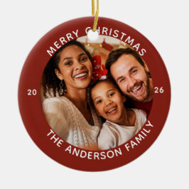 Personalized Name Year Red Merry Christmas  Julgransprydnad Keramik