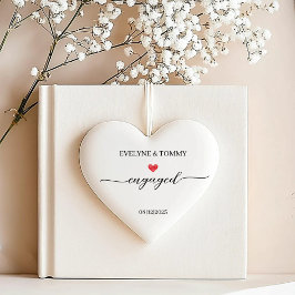 Personalized Names and Date Engagement Heart- Julgransprydnad Keramik