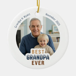 Personalized Names Photo Best Grandpa Ever Julgransprydnad Keramik