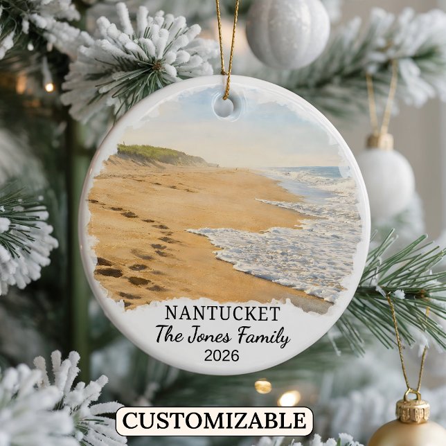 Personalized Nantucket Ornament, Massachusetts Julgransprydnad Keramik (Skapare uppladdad)