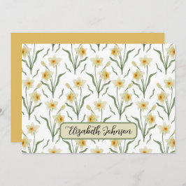 Personalized Narcissus Floral Note Card Anteckningskort