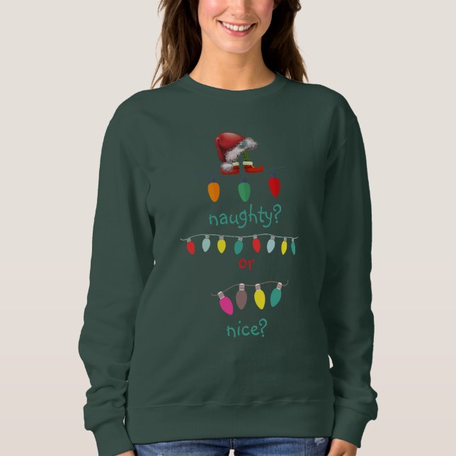 Personalized Naughty or Nice Ugly Christmas  T Shirt (Framsida)