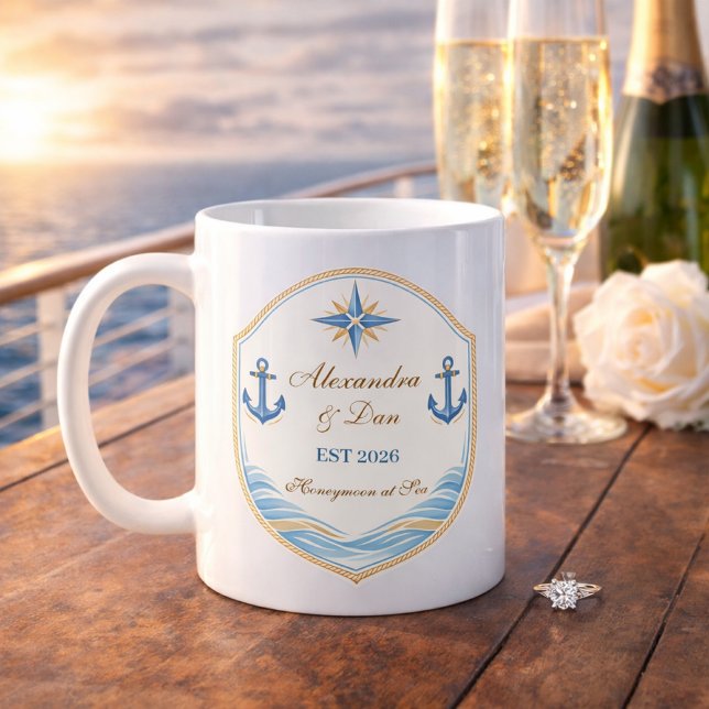 Personalized Nautical Honeymoon Crest Kaffemugg (Skapare uppladdad)