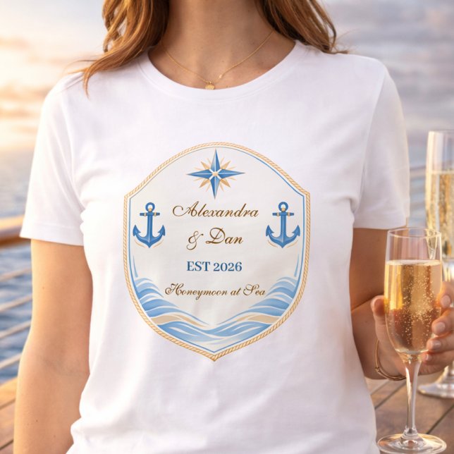Personalized Nautical Honeymoon Crest T Shirt (Skapare uppladdad)