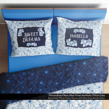Personalized Navy Blue Floral Aesthetic