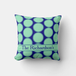 Personalized Navy Mint Polka Dot Pattern Modern  Kudde