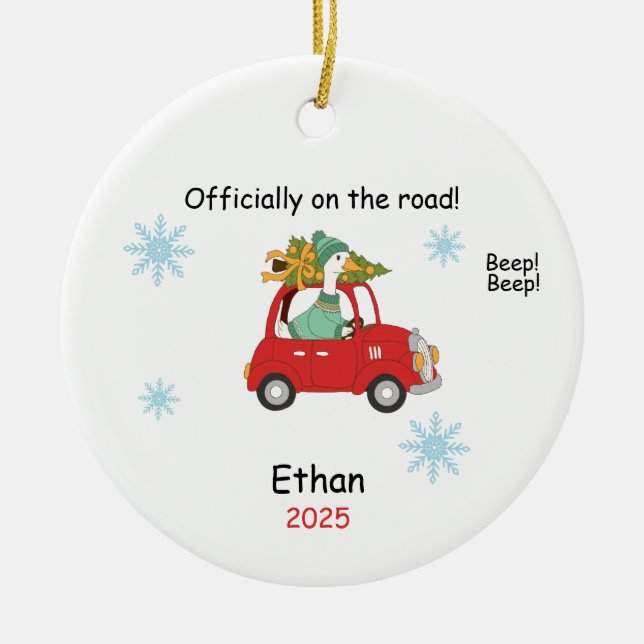 Personalized New Driver Ornament, Custom Licensed  Julgransprydnad Keramik (Framsidan)