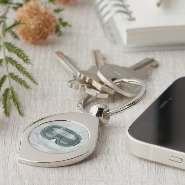 Personalized New Hampshire Ski Metal Keychain Swirl Silverfärgad Nyckelring (Skapare uppladdad)