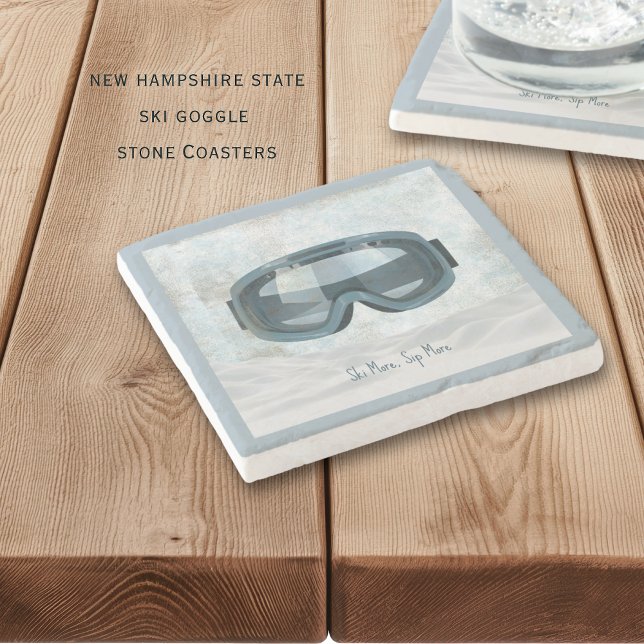 Personalized New Hampshire Ski Stone Coaster Stenunderlägg (New Hampshire ski goggle personalized coasters)
