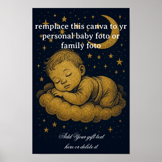 Personalized Newborn Gift, Custom Name & Date  Poster (Framsidan)