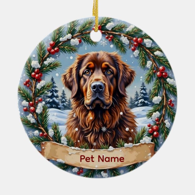 Personalized Newfoundland Christmas Julgransprydnad Keramik (Baksidan)