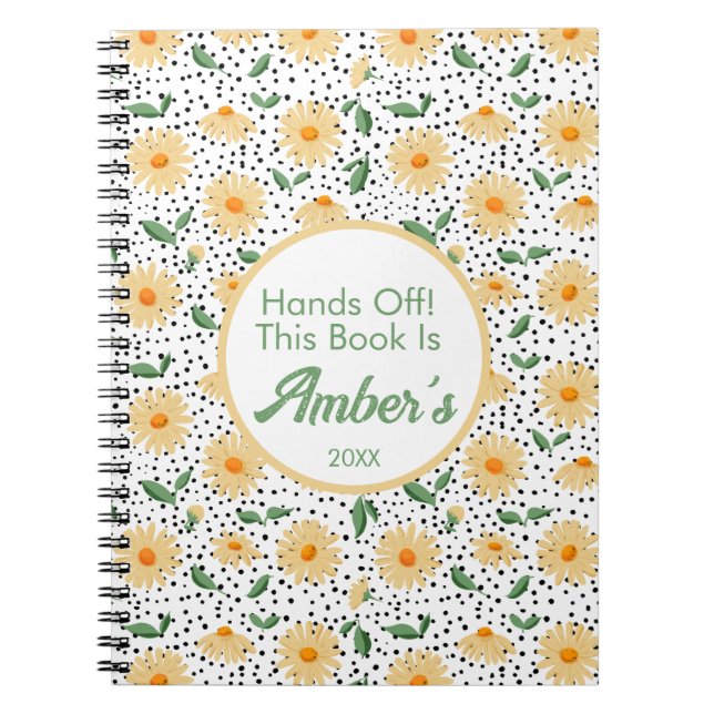 Personalized Notebook – Daisy design Anteckningsbok (Framsidan)