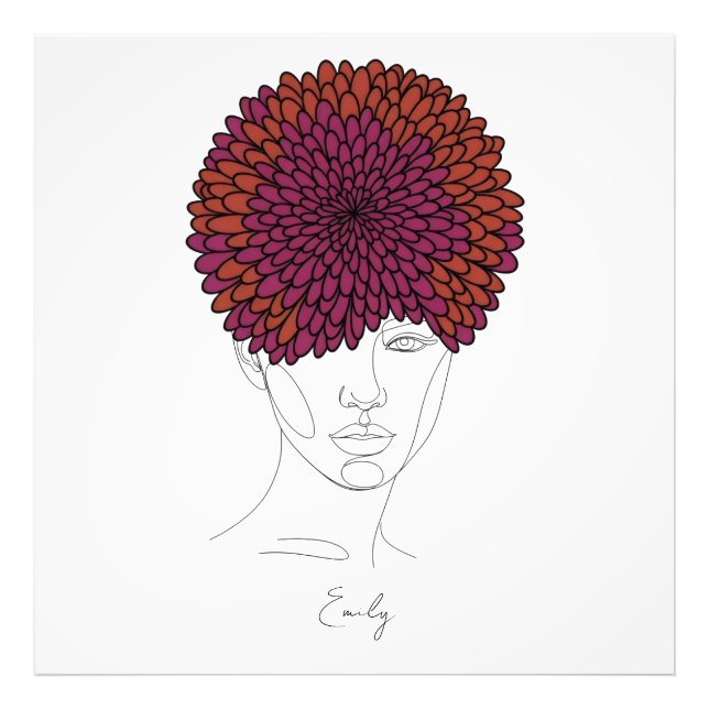 Personalized November Birth Flower Portrait Fototryck (Framsidan)