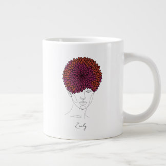 Personalized November Birth Flower Portrait Jumbo Mugg