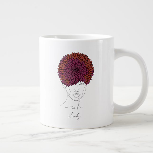 Personalized November Birth Flower Portrait Jumbo Mugg (Höger)