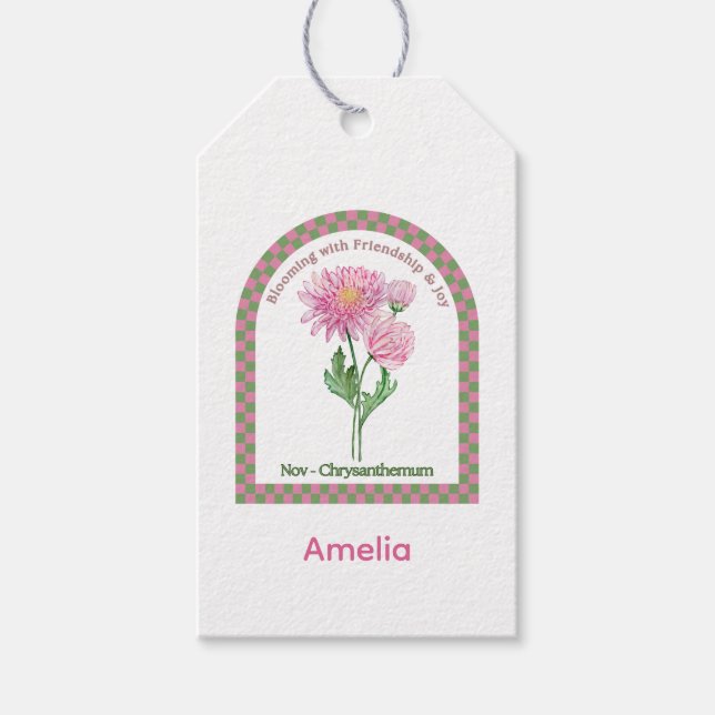 Personalized November Birth Month Flower Presentetikett (Framsidan)