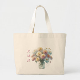 Personalized November Chrysanthemum Tote Bag Jumbo Tygkasse