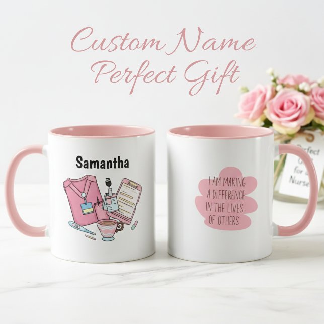 Personalized Nurse Gift Mug Custom Name Mugg (Skapare uppladdad)