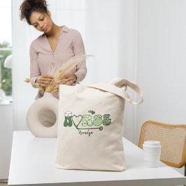 Personalized Nurse Name Tote Bag | Holiday Nurse G Tygkasse