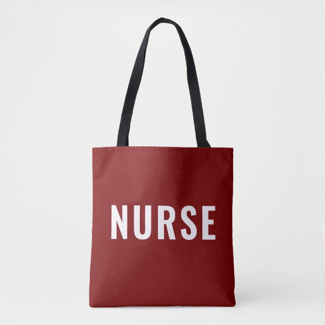 Personalized NURSE Text Statement Deep Red Tygkasse (Framsida)