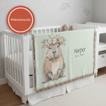 Personalized Nursery Blanket • Capybara Baby Decor