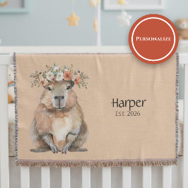 Personalized Nursery Blanket • Capybara Baby Decor Filt