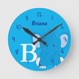 Personalized Nursery Blue Round Clock Rund Klocka