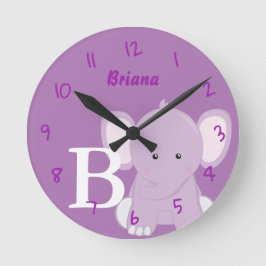 Personalized Nursery Lilac Round Clock Rund Klocka
