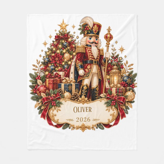 Personalized Nutcracker Christmas Blanket with Nam Fleecefilt (Framsidan)