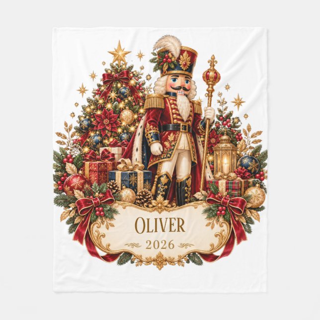 Personalized Nutcracker Christmas Blanket with Nam Fleecefilt (Framsidan)