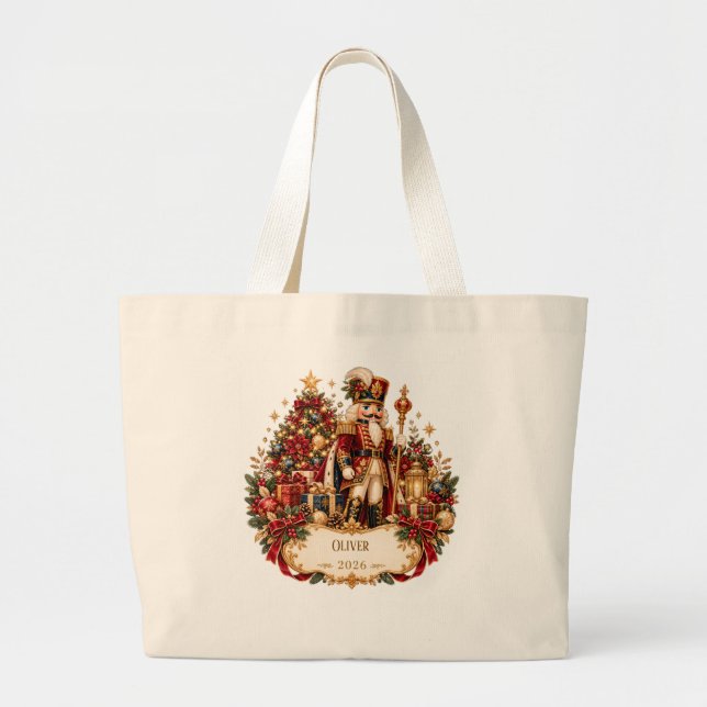 Personalized Nutcracker Christmas Blanket with Nam Jumbo Tygkasse (Framsidan)