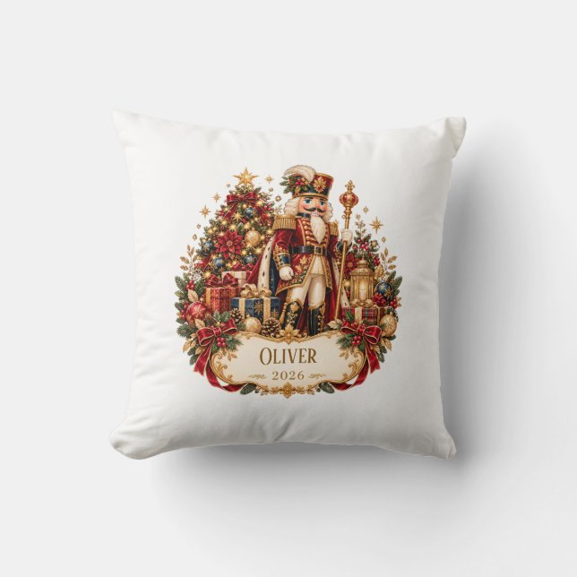 Personalized Nutcracker Christmas Blanket with Nam Kudde (Framsida)