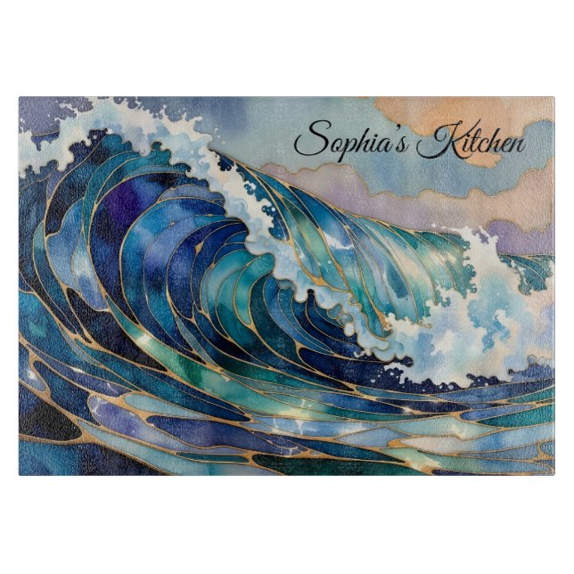 Personalized Ocean Wave Cutting Board Coastal (Framsidan)