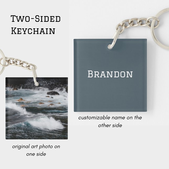 Personalized Ocean Wave Photo Minimal Men's Name (Skapare uppladdad)