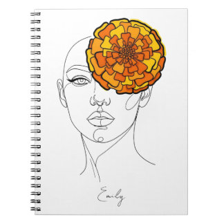 Personalized October Birth Flower Portrait Anteckningsbok