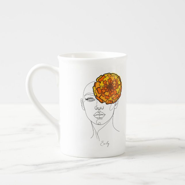 Personalized October Birth Flower Portrait Benporslin Mugg (Vänster)