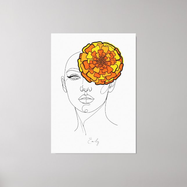 Personalized October Birth Flower Portrait Canvastryck (Framsida)