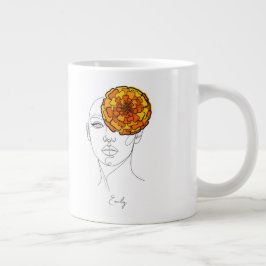 Personalized October Birth Flower Portrait Jumbo Mugg
