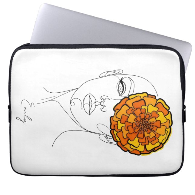 Personalized October Birth Flower Portrait Laptop Fodral (Framsidan)