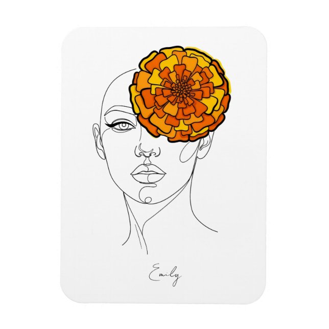 Personalized October Birth Flower Portrait Magnet (Vertikal)