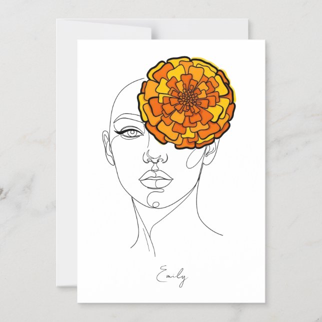 Personalized October Birth Flower Portrait Magnetisk Inbjudningskort (Framsida)