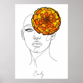 Personalized October Birth Flower Portrait Poster