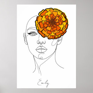 Personalized October Birth Flower Portrait Poster