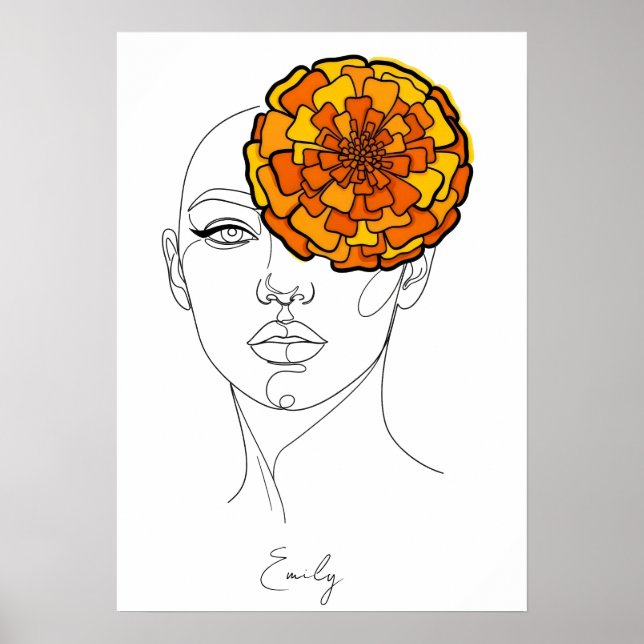Personalized October Birth Flower Portrait Poster (Framsidan)