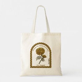 Personalized October Birth Month Flower Tote Bag Tygkasse